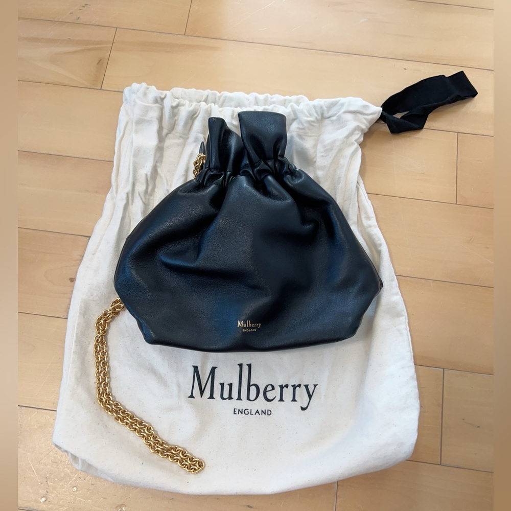 Mulberry leather drawstring bag